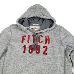Y2K Abercrombie Fitch Muscle Hoodie S Gray Distressed Sweatshirt vtg preppy